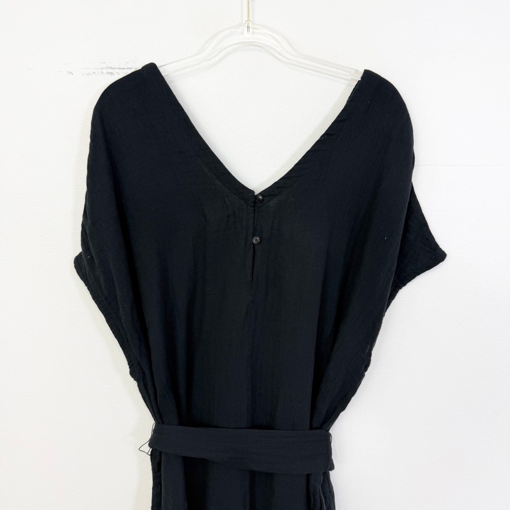 Pact Coastal Double Gauze Jumpsuit Black Organic Cotton Size L - Picture 4 of 7